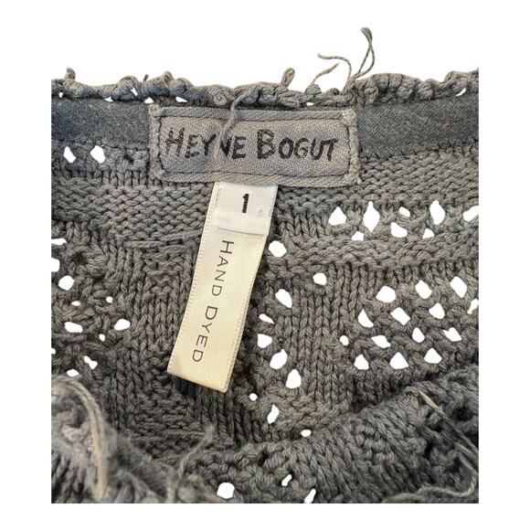 Heyne Bogut Womens Sweater Size 1 Hand Dyed Grey Long Sleeve Knit Distressed USA - Picture 3 of 10